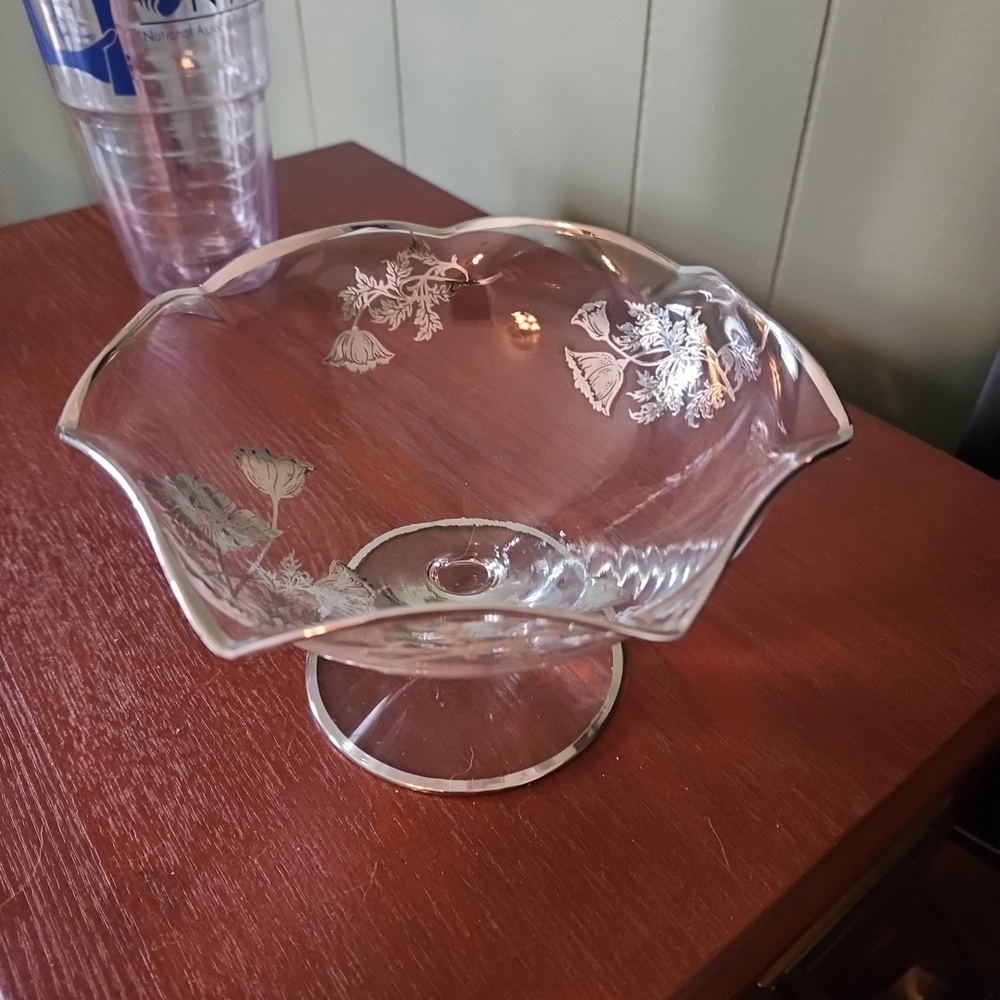 Elegant Clear Glass Pedestal Bowl Candy Dish